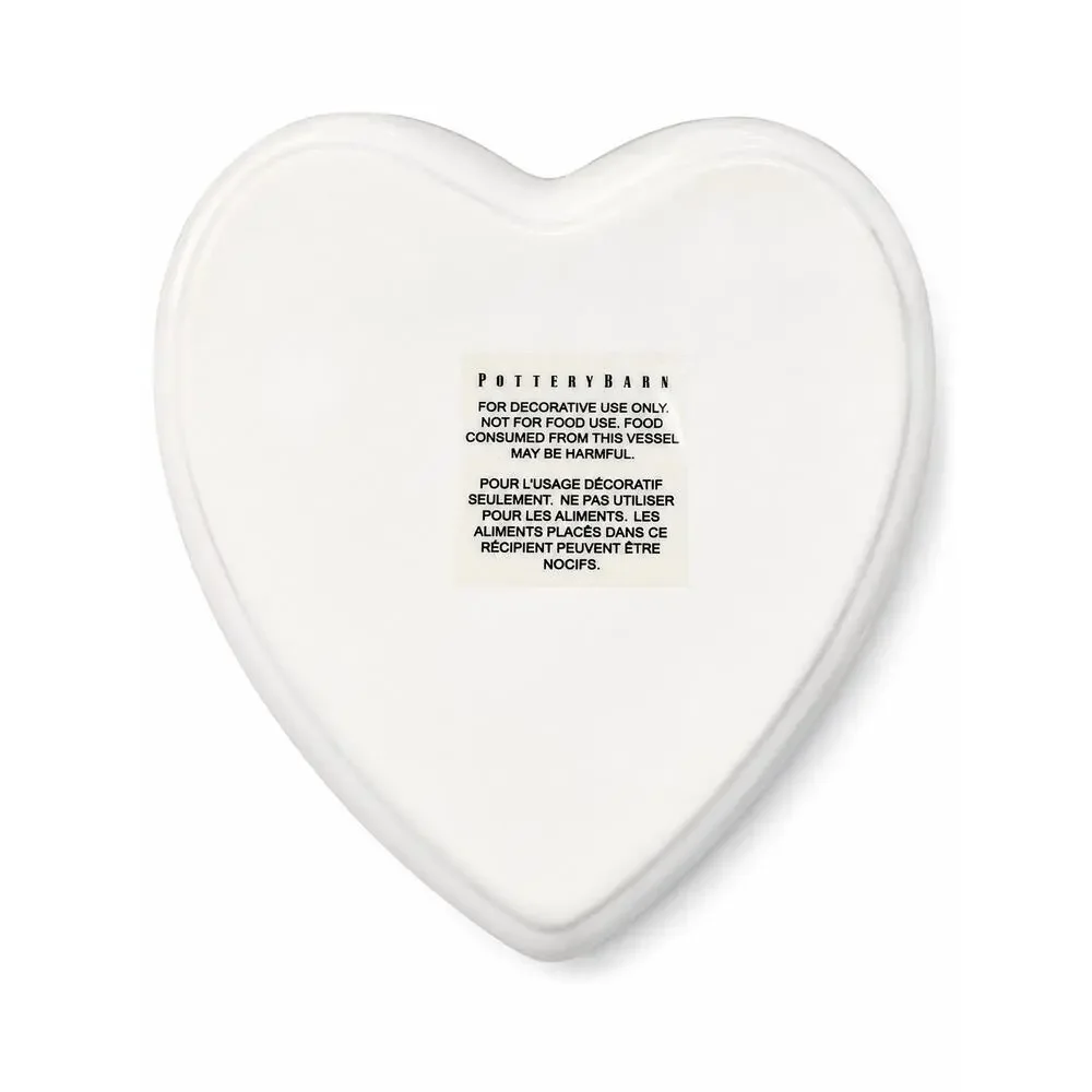 Pottery Barn Peace Heart Trinket Dish Gold Studded White Fairycore Cottagecore